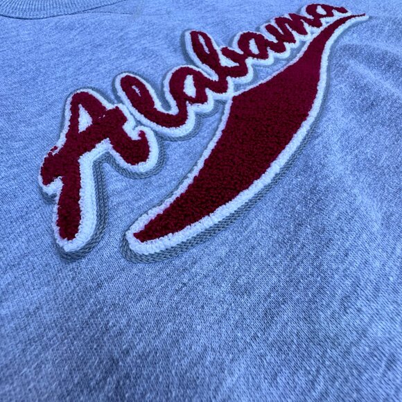 Alabama VTG Red Oak Sportswear Sweatshirt Adult Medium Gray Script Chenille Logo - Picture 2 of 7